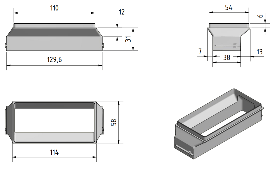 Meltem flat air duct connection adapter M-WRG-II KA